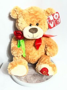 Kellytoy Plush Teddy Bear Love Rose Valentines Stuffed Animal 14 Inch